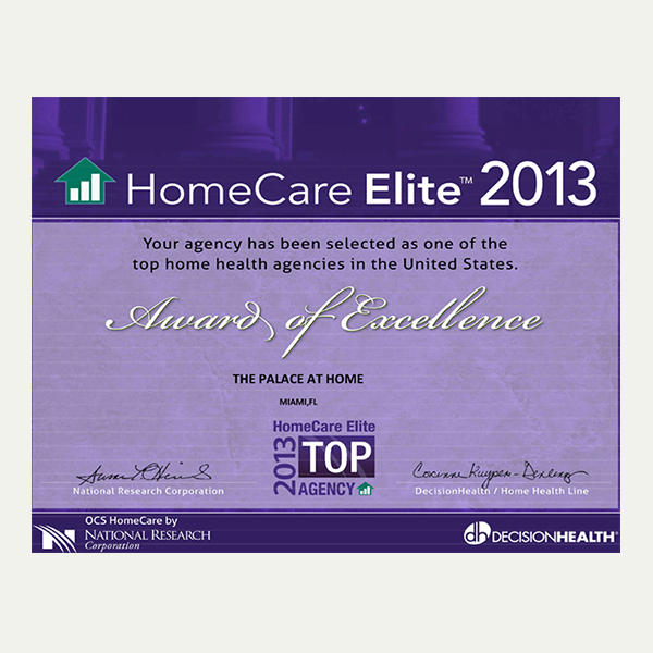 The Palace at Home Awards A Medicare Certified Home Health Agency