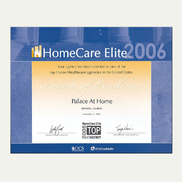 The Palace at Home Awards A Medicare Certified Home Health Agency