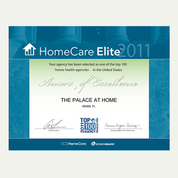 The Palace at Home Awards A Medicare Certified Home Health Agency